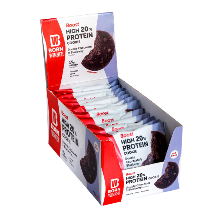 BORN WINNER BOOST High 20% Protein Cookie Double Chocolate & Blueberry 12x75 гр